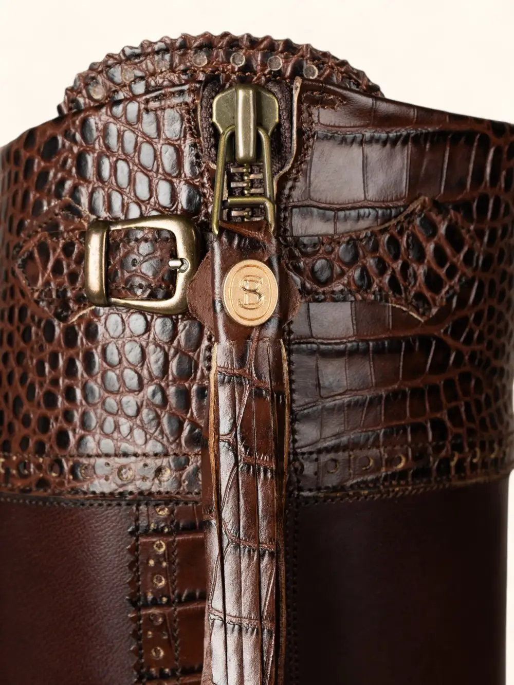 Understated Modern Mock Croc Tall Riding Boots
