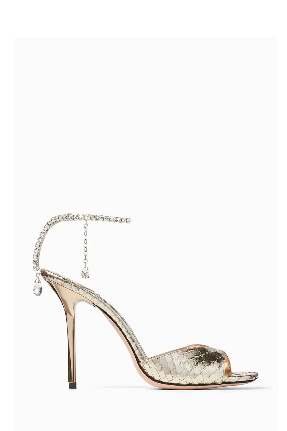 Snakeskin Effect Diamante Chain Detail