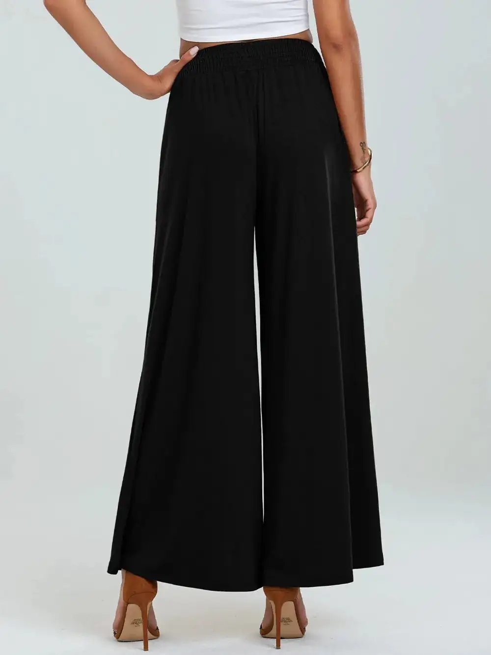 Wide Leg Elastic Waist Pocketed Pants