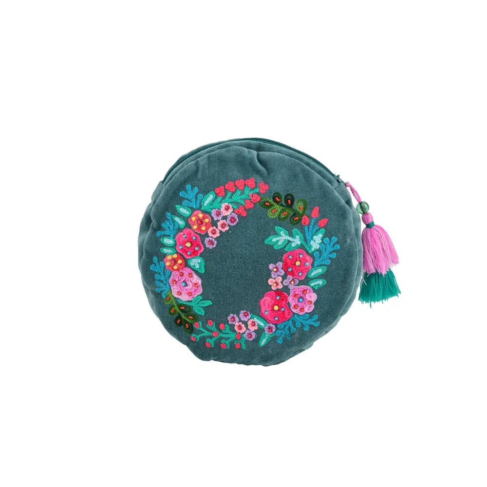 Beaded Floral Makeup Bag