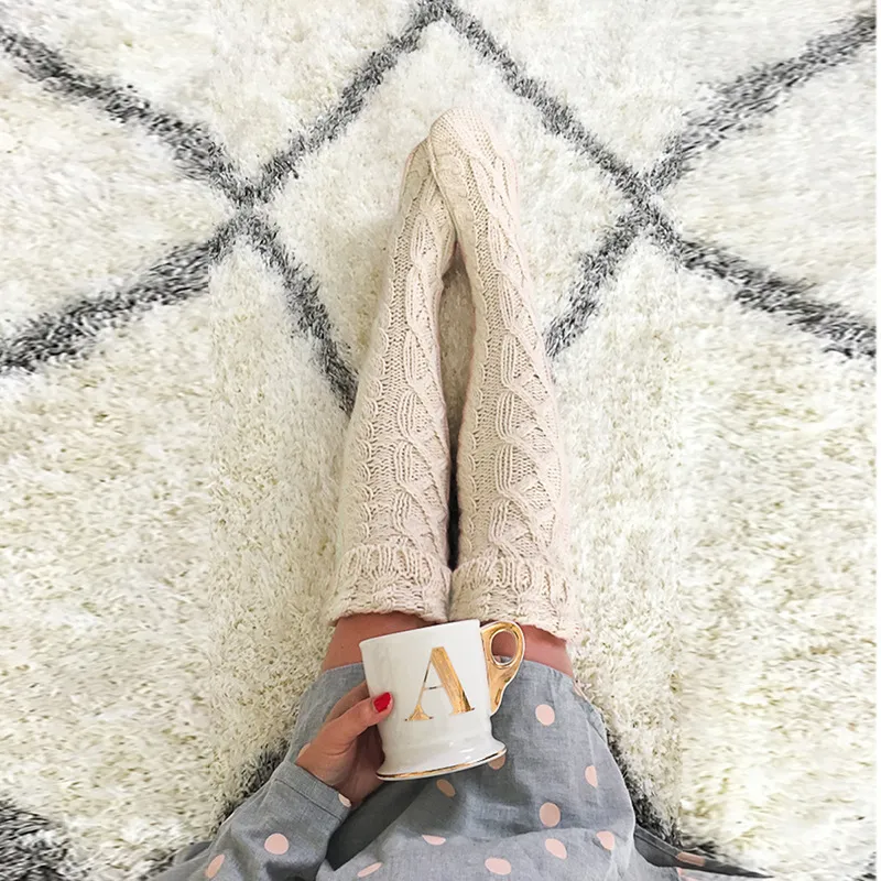 Soft Warm Over Knee Extra Jacquard Knitted Socks
