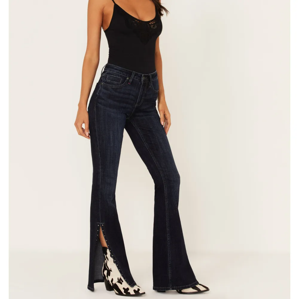 Mid Rise Bootcut Studded Jeans