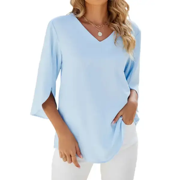Clean Line V-Neck Blouse