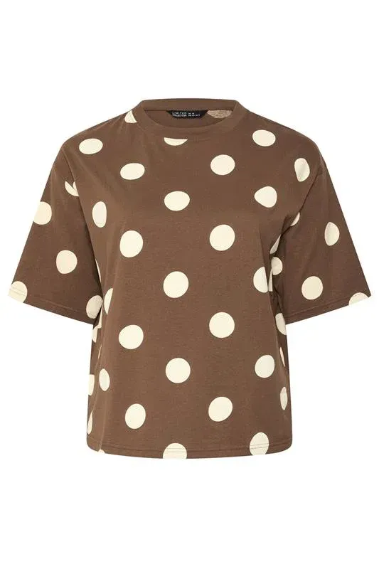 LIMITED COLLECTION Curve Brown Polka Dot T-Shirt