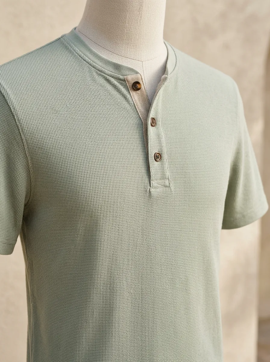 Modern Layered Men's Short-Sleeve Henley Shirt