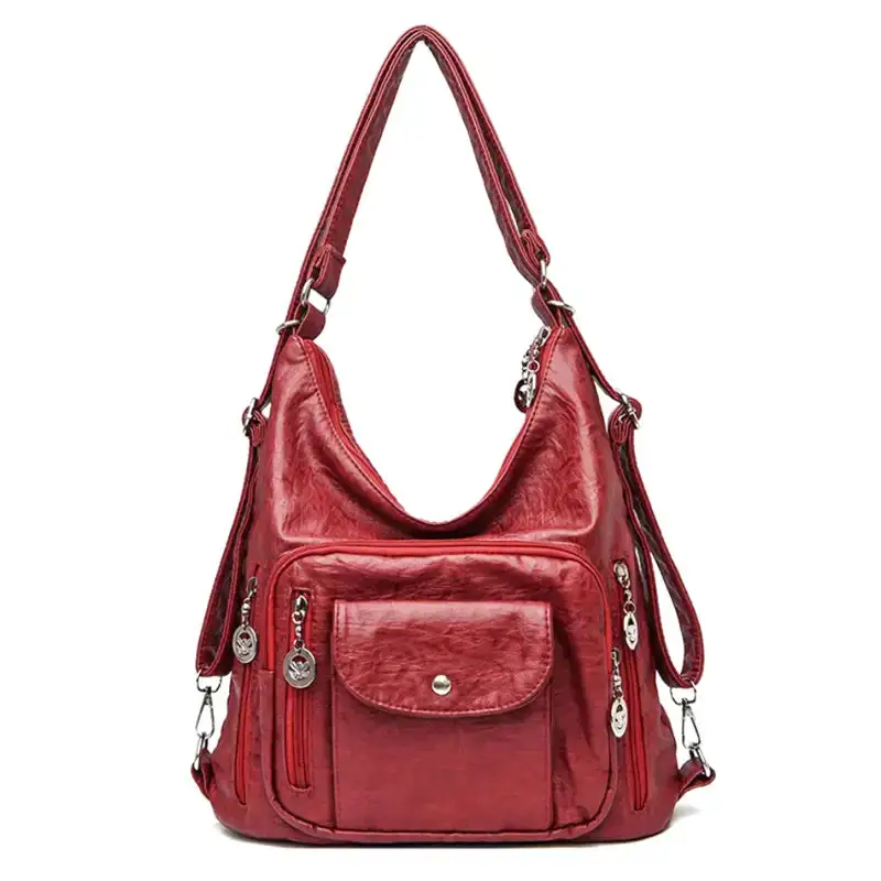 Leather Multi-Pocket Shoulder Bag