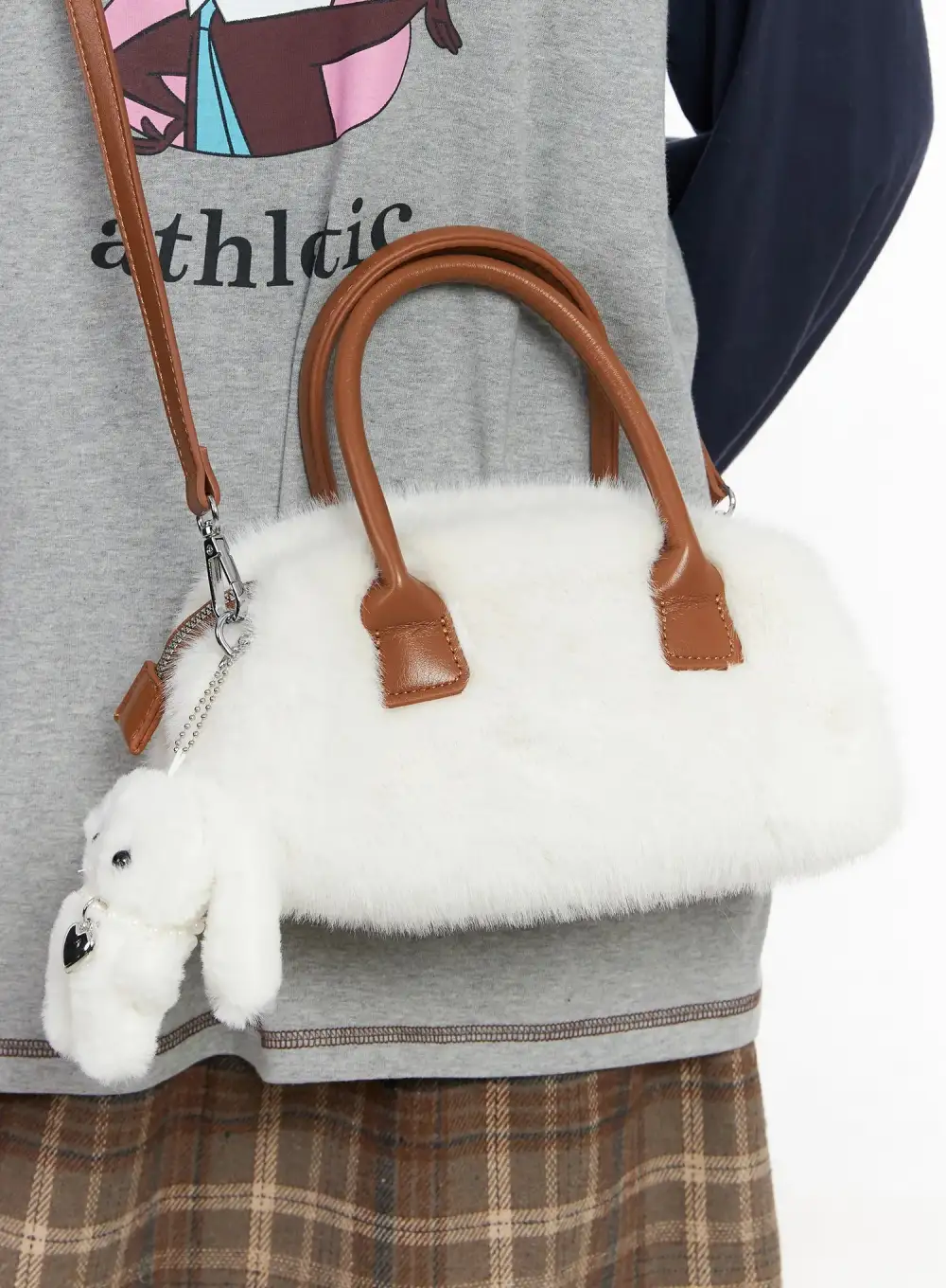 Faux Fur Keyring Crossbody Bag Set