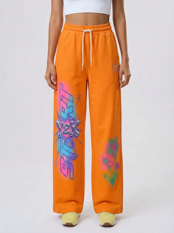 Unisex Casual Streetwear Graffiti Floral Sweatpants