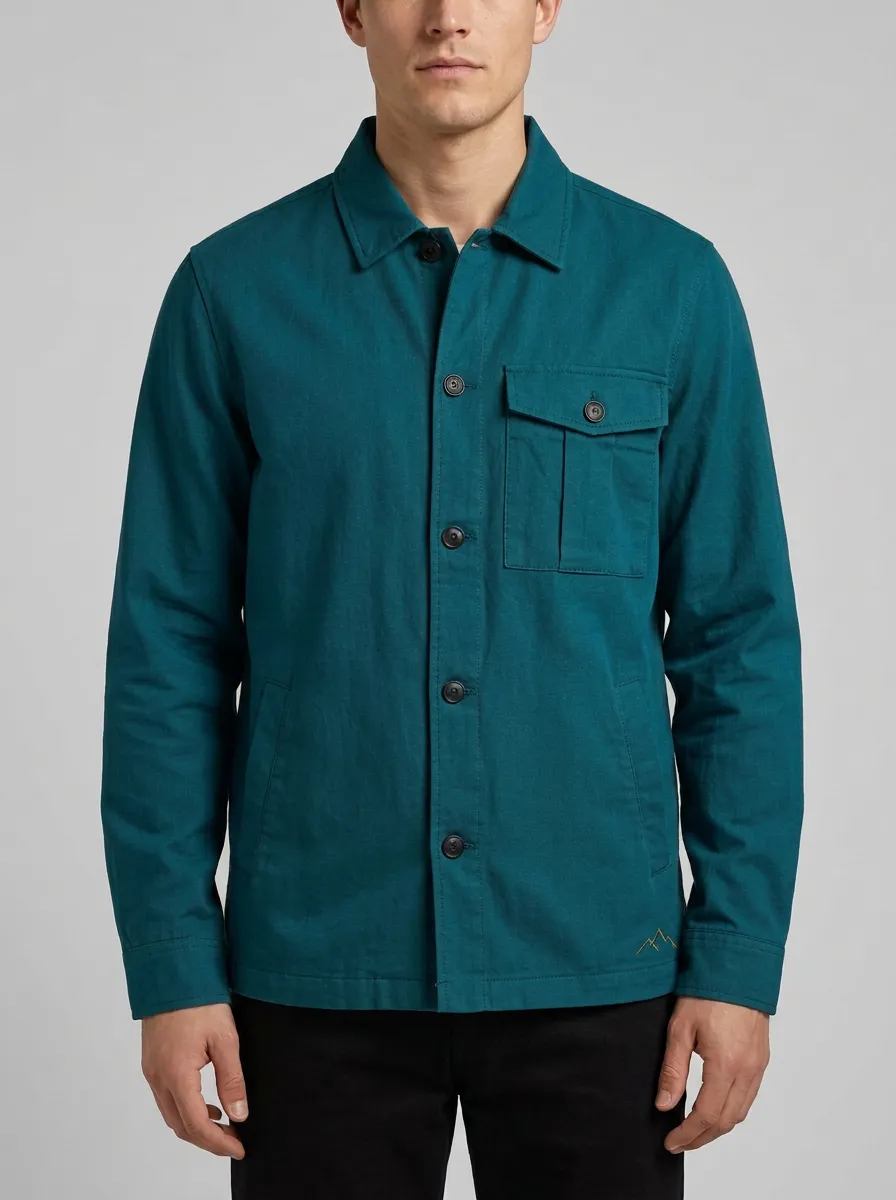 Men's Outdoor Adventure Mountain Logo Embroidered Olive Jacket