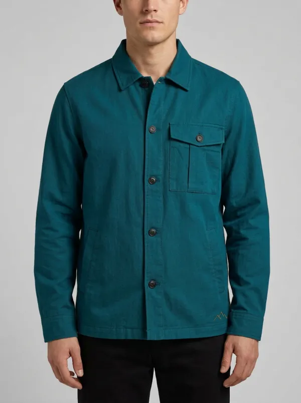 Men's Outdoor Adventure Mountain Logo Embroidered Olive Jacket