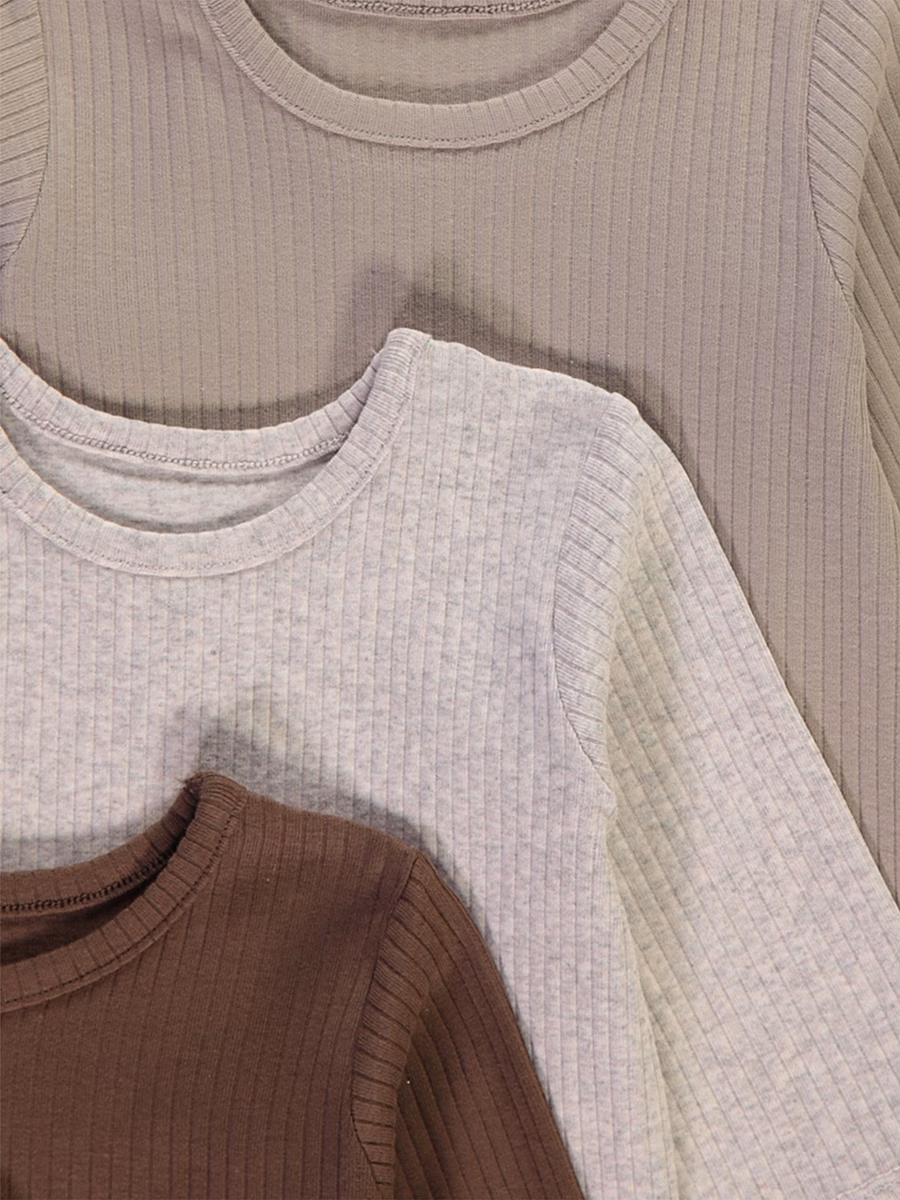 Neutral Ribbed Long Sleeve Tops 7 Pack detail 1