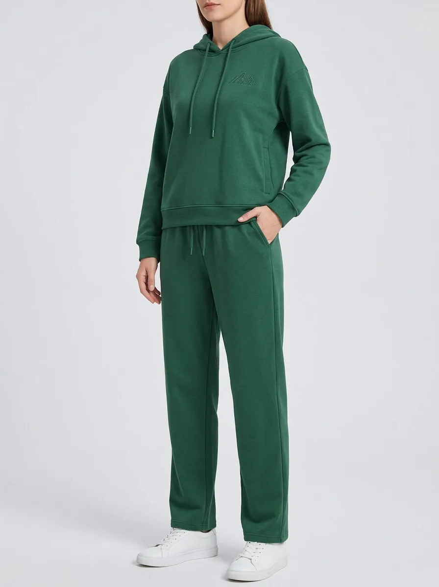 Women's Mountain Embroidered Hoodie and Relaxed Trouser Set