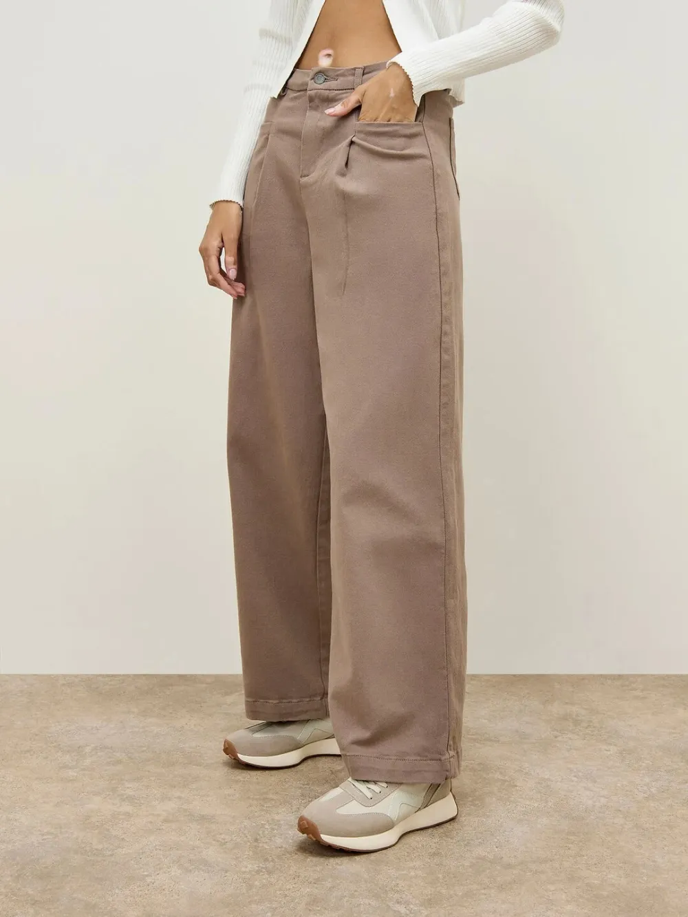 Casual Stone Wide Leg Jeans