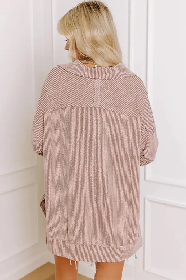 Solid Zip Neck Twist Detail Relaxed Viscose Blend Long Sleeve Top