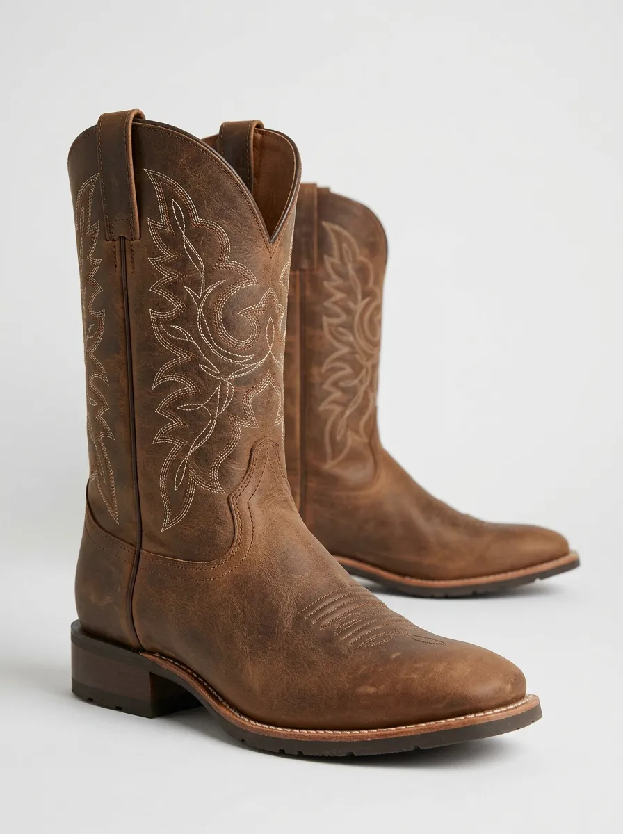 Frontier Heritage Embroidered Profile Unisex Western Cowboy Boots