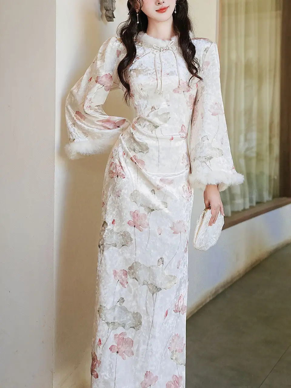 Velvet Cheongsam Cheongsam Maxi Dress