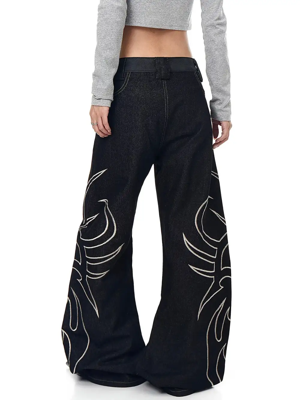 Wide-Leg Denim Pants