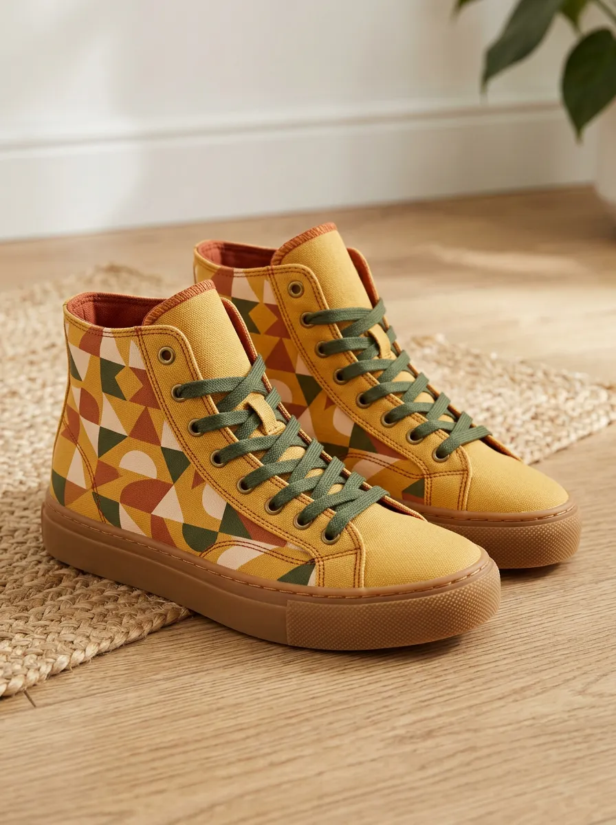 Unisex Classic Geometric Pattern Patterned Ocean Inspired Canvas Shoes
