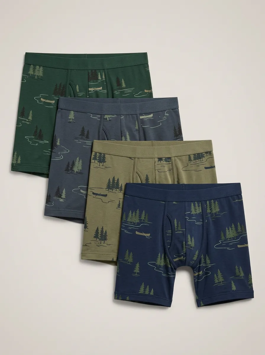 Men's Forest Canoe Graphic Boxer Brief Set