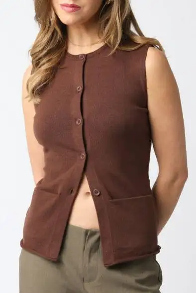 Sleeveless Button Front Women's Blouse Top