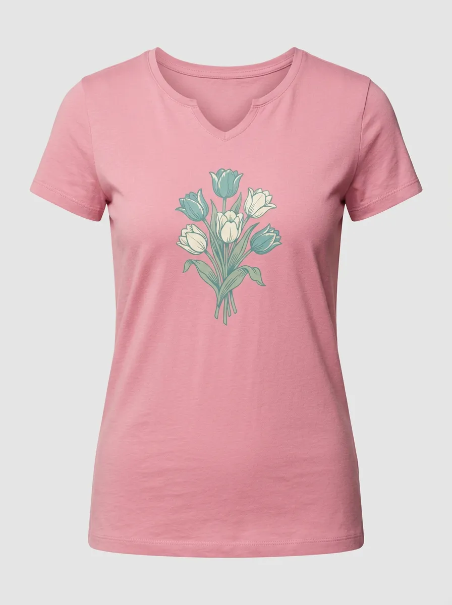 Women's V-Neck Graphic Floral T-Shirt
