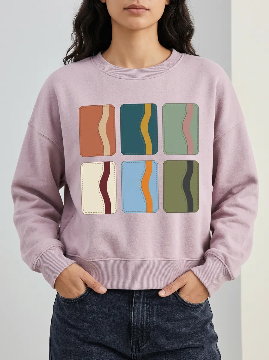 Women's Everyday Hoodie with Abstract Colorblock Geometry