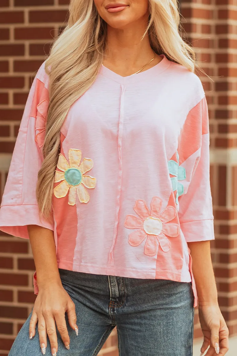 Women's Bracelet Sleeve Oversized Fit Applique T-Shirt