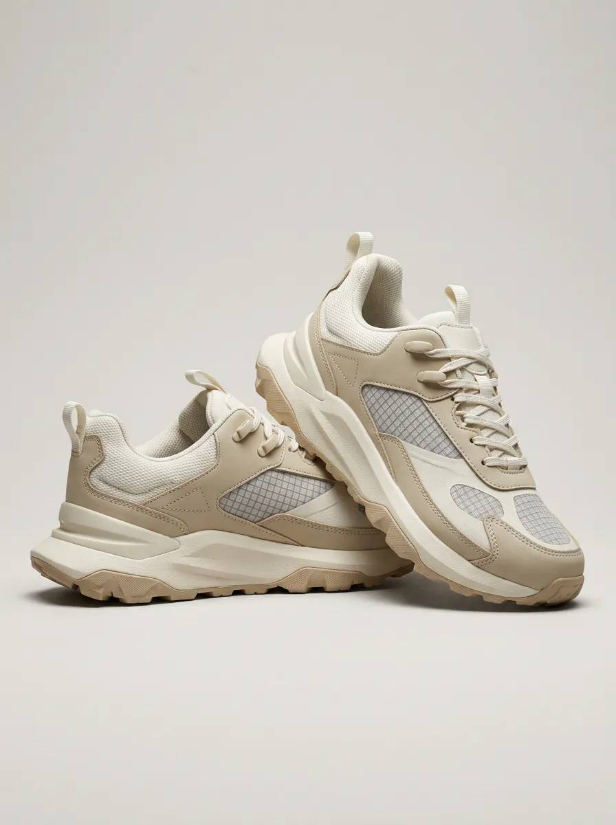 Chunky-Sole Grid Casual Sneakers