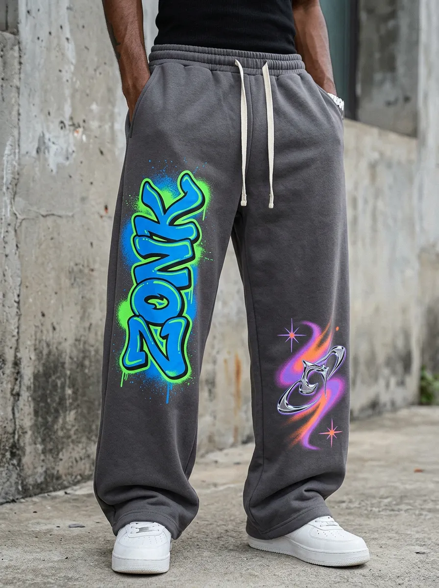 Unisex Downtown-Inspired Streetwear Graffiti Sweatpants