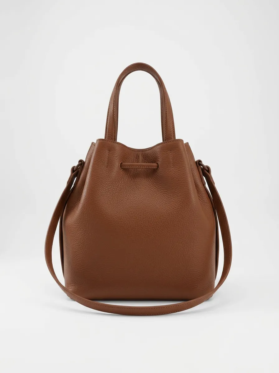 Minimal Pebbled Bucket Bag