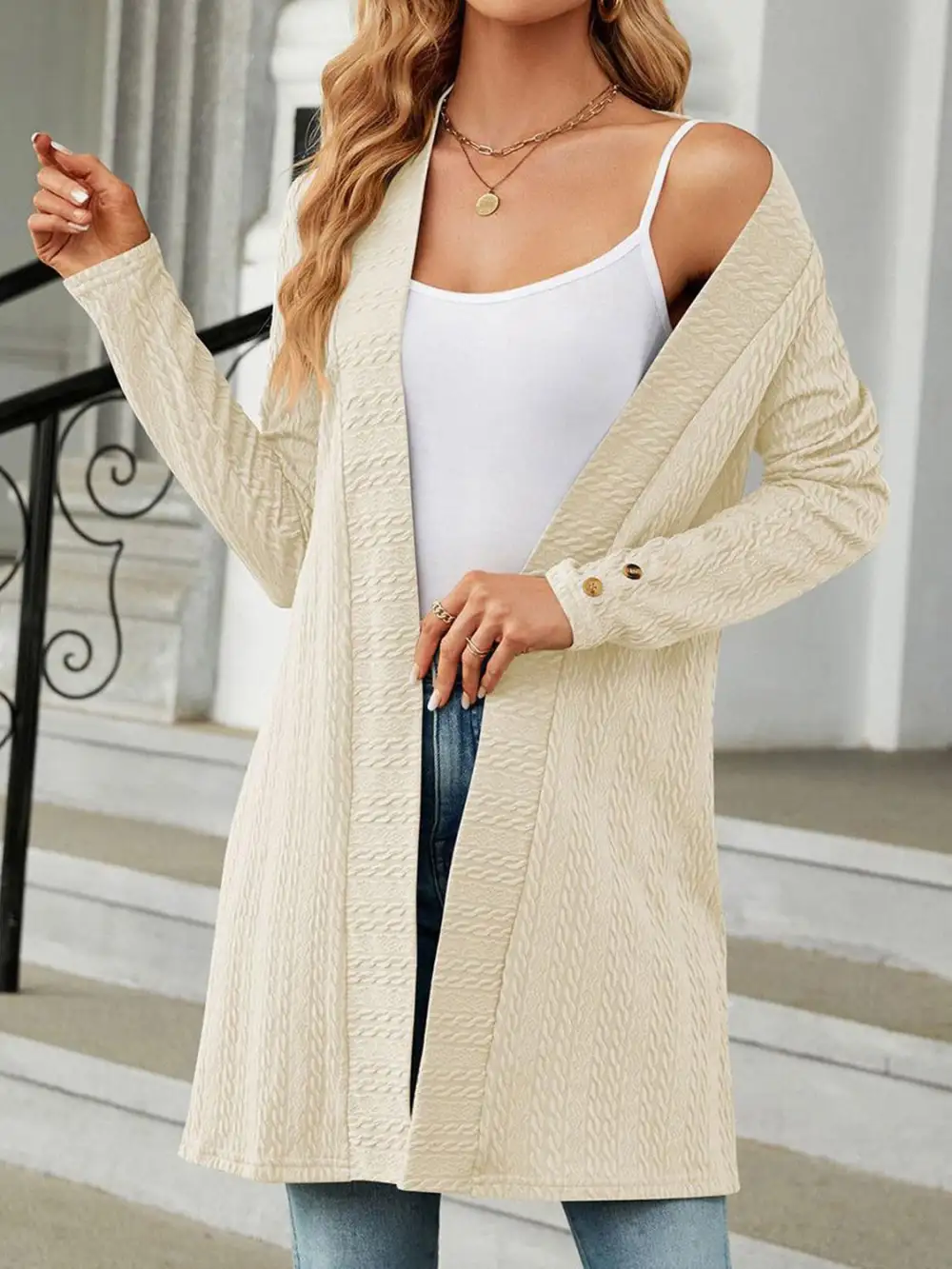 Open-Front Long-Sleeve Cardigan