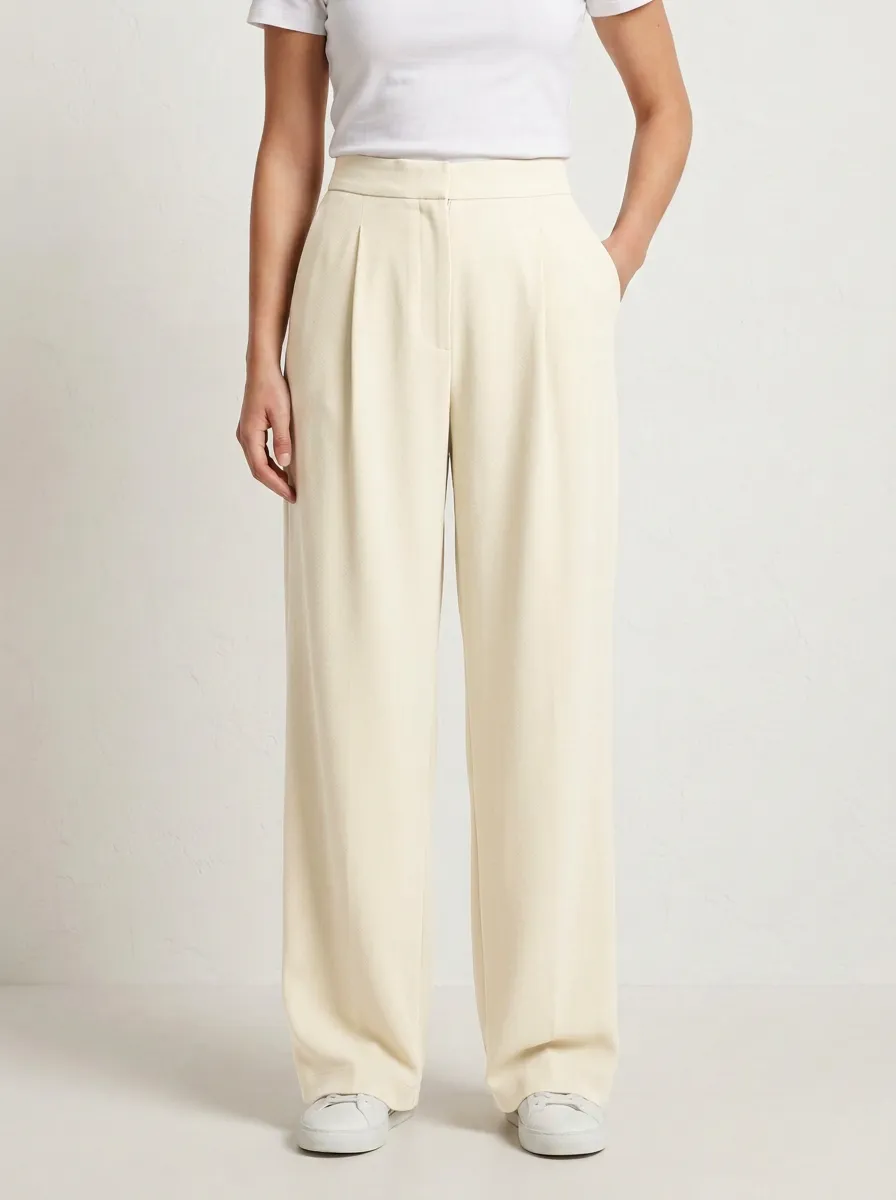 Relaxed Contour Pleated Wide-Leg Trousers