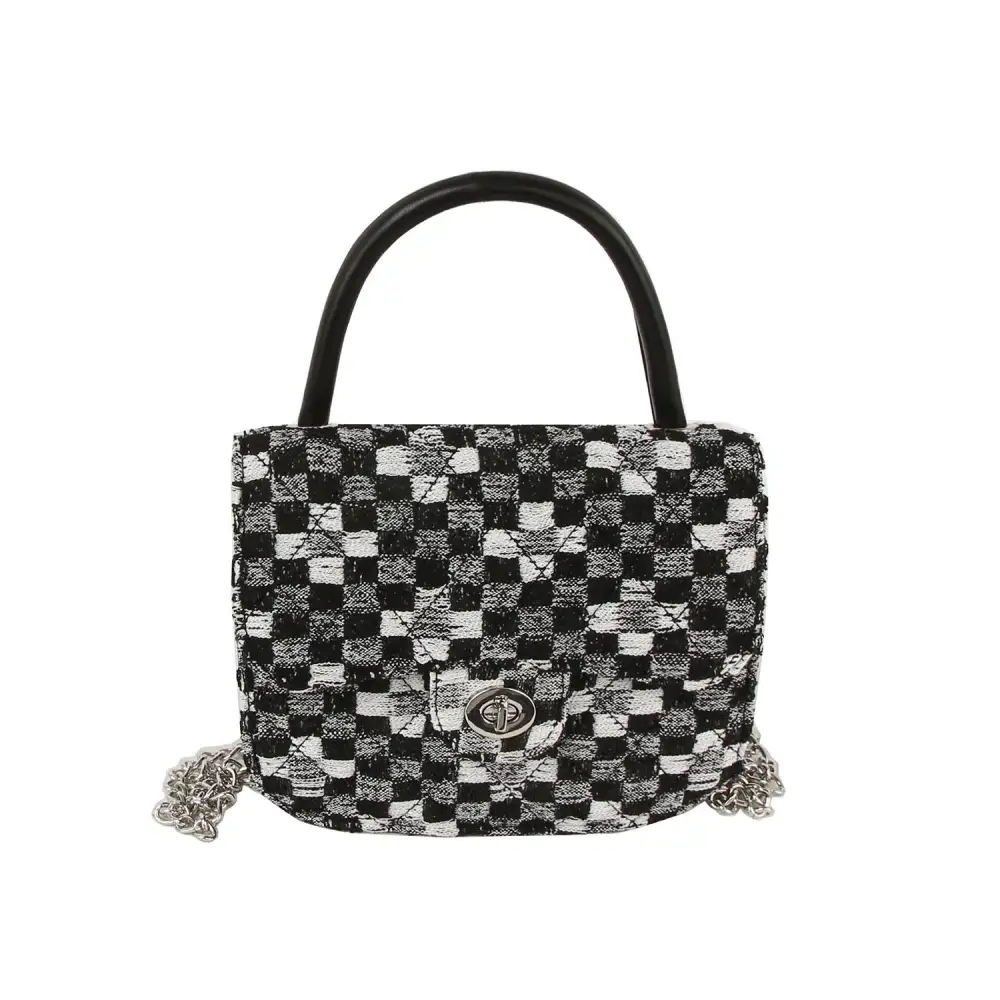 Classic Detail Quilted Chain Accent Flap Front Faux Leather Shoulder Bag