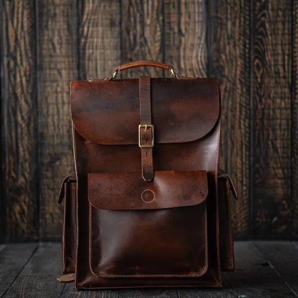Laptop Organized Leather Backpack