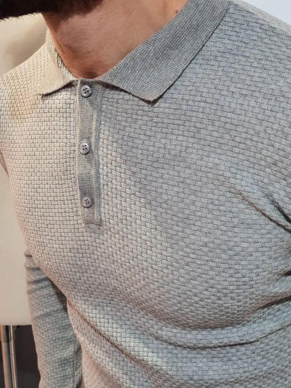 Polo Collar Slim Fit Knit Sweater