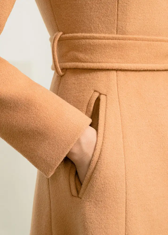 Wool Fit and Flare Single Breasted Pocketed Button Front Long Coat