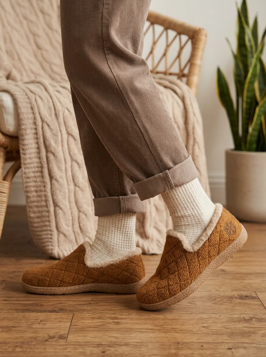 Relaxed Quilted Winter Comfort Edit Unisex Warm Wool Shoes