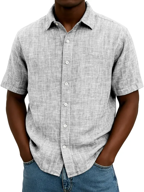 Easy Fit Linen Blend Button Front Shirt