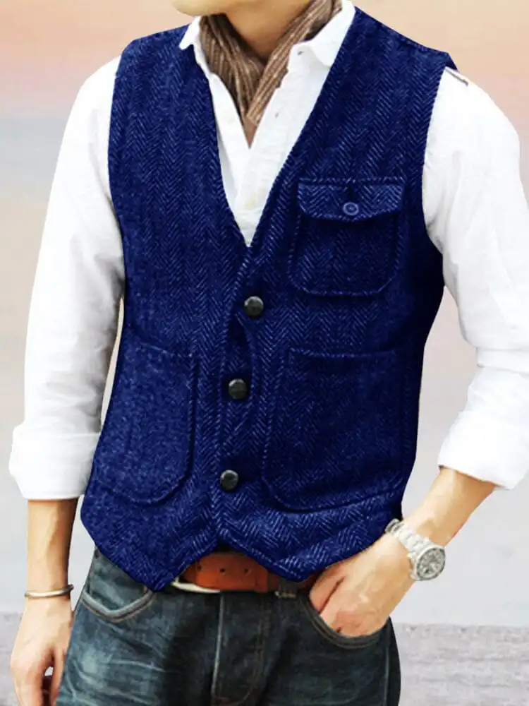 Open Stitch Textured Suit Vest