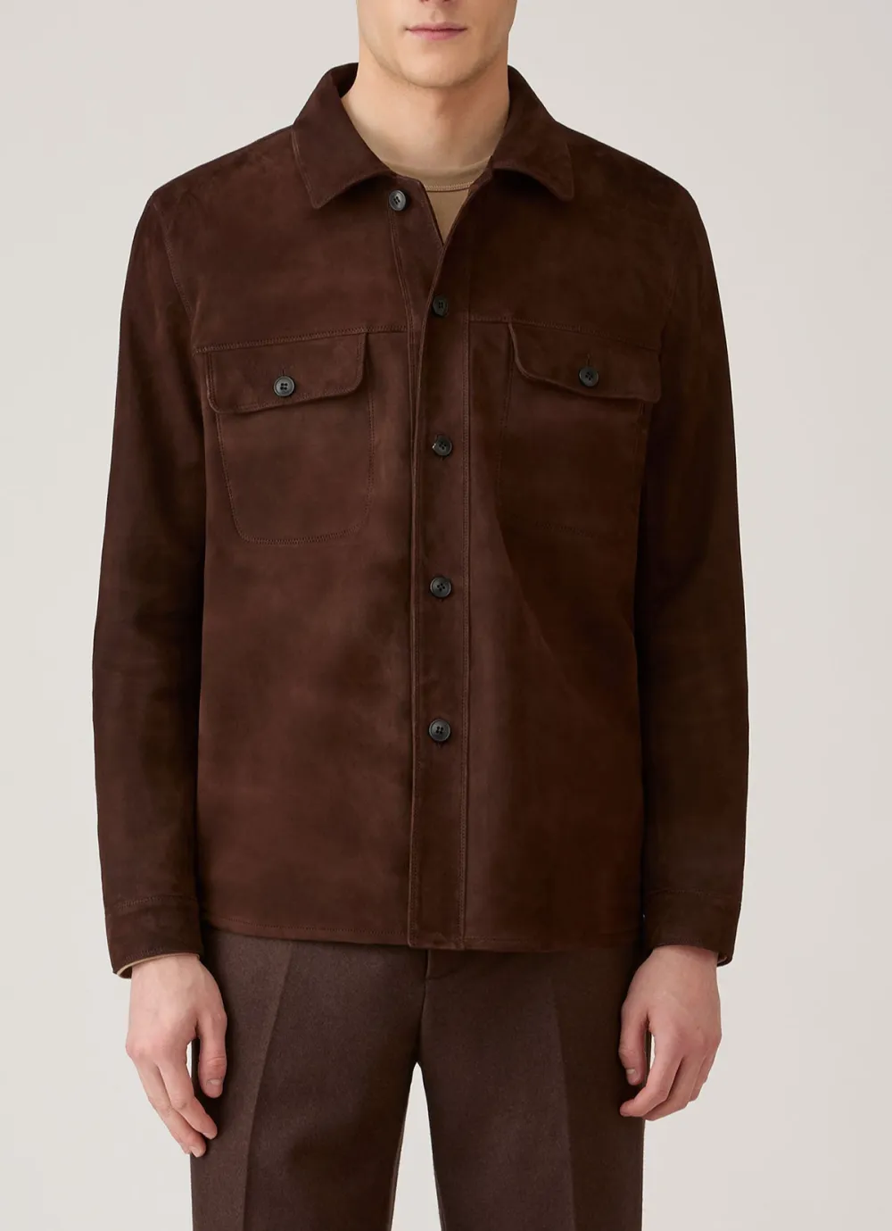 Lightweight Suede Utility Overshirt