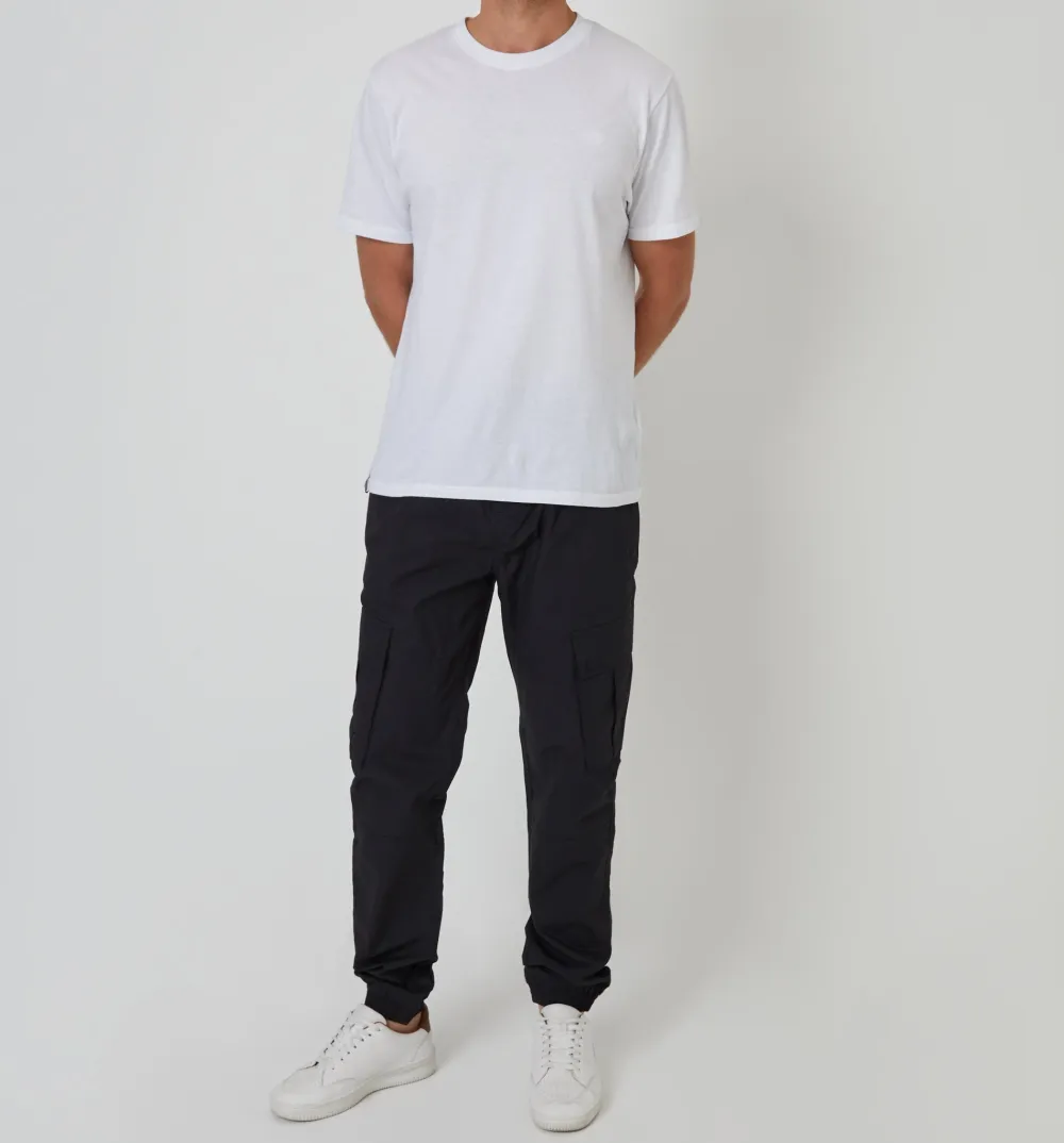 Men's Black Elastic-Waist Cargo Pants