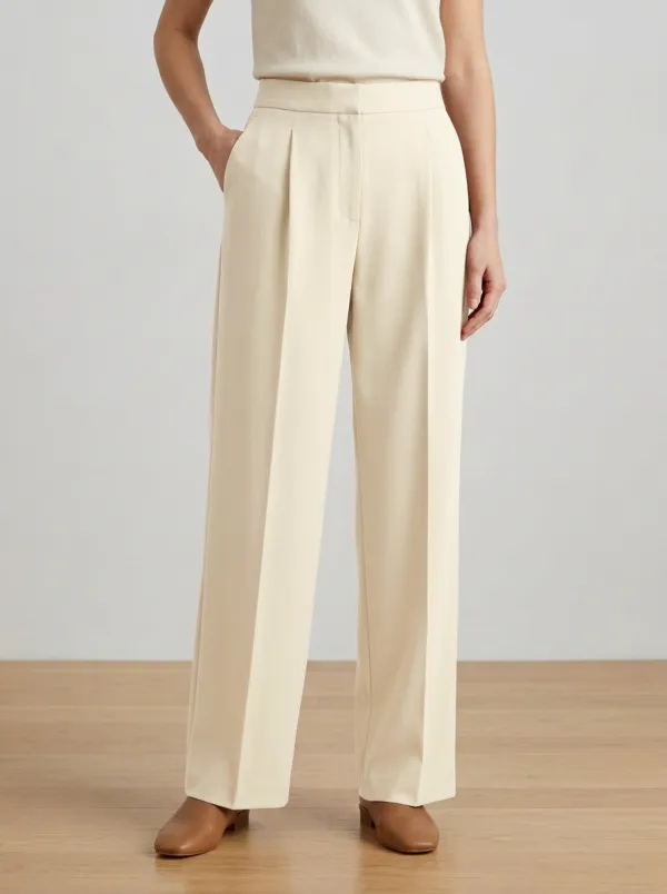 Minimal Design Pleated Wide-Leg Trousers