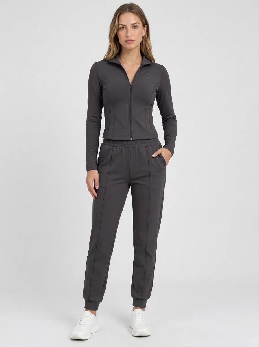 Women's Sage Green Athletic Zip-up Jacket Jogger Set