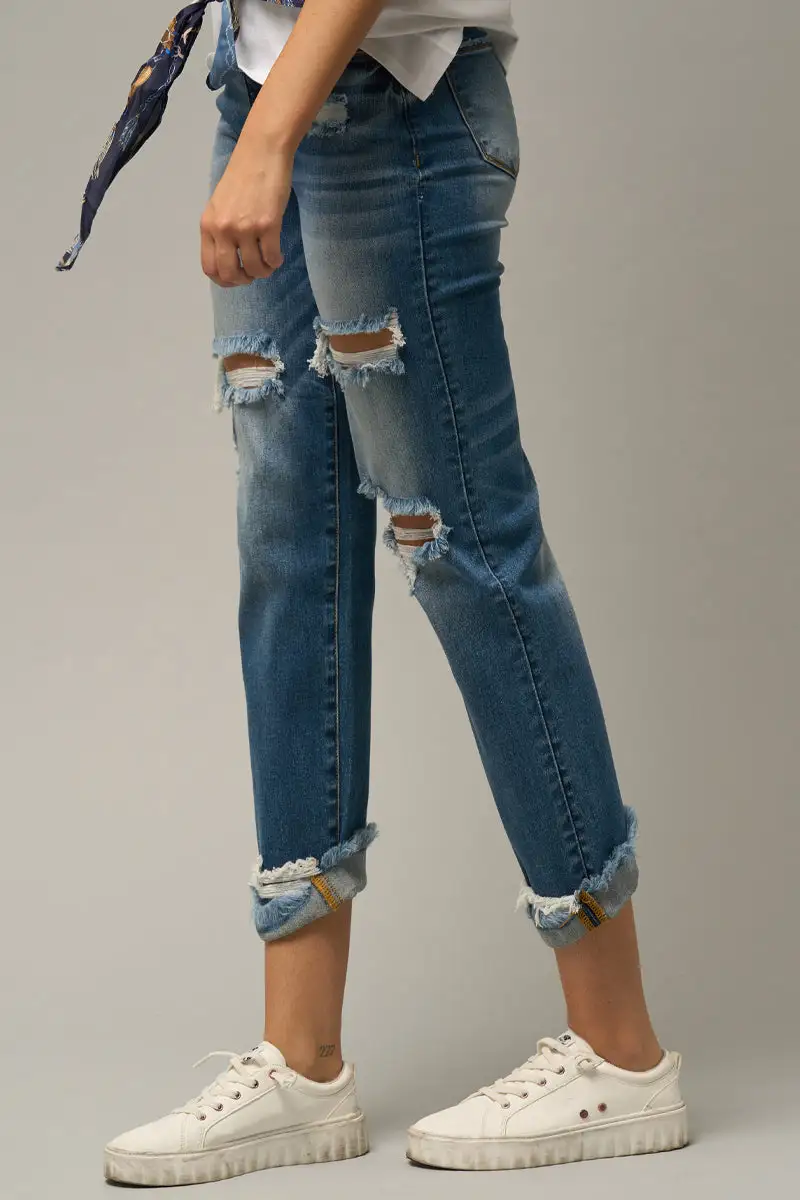 Mid Rise Boyfriend Jeans