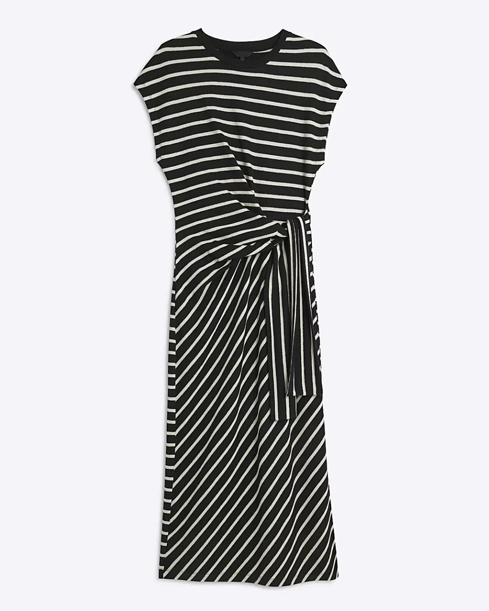 Round Neck Waist Striped Dresses