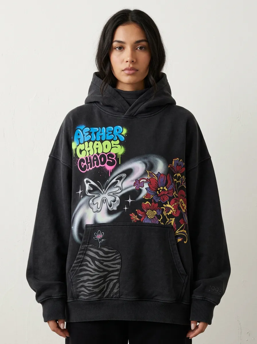 Unisex Streetwear Floral Butterfly Abstract Hoodie