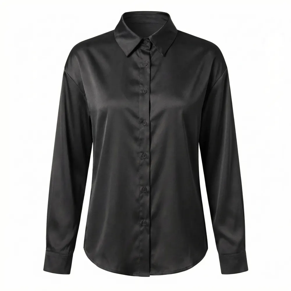  Satin Button Up Blouse