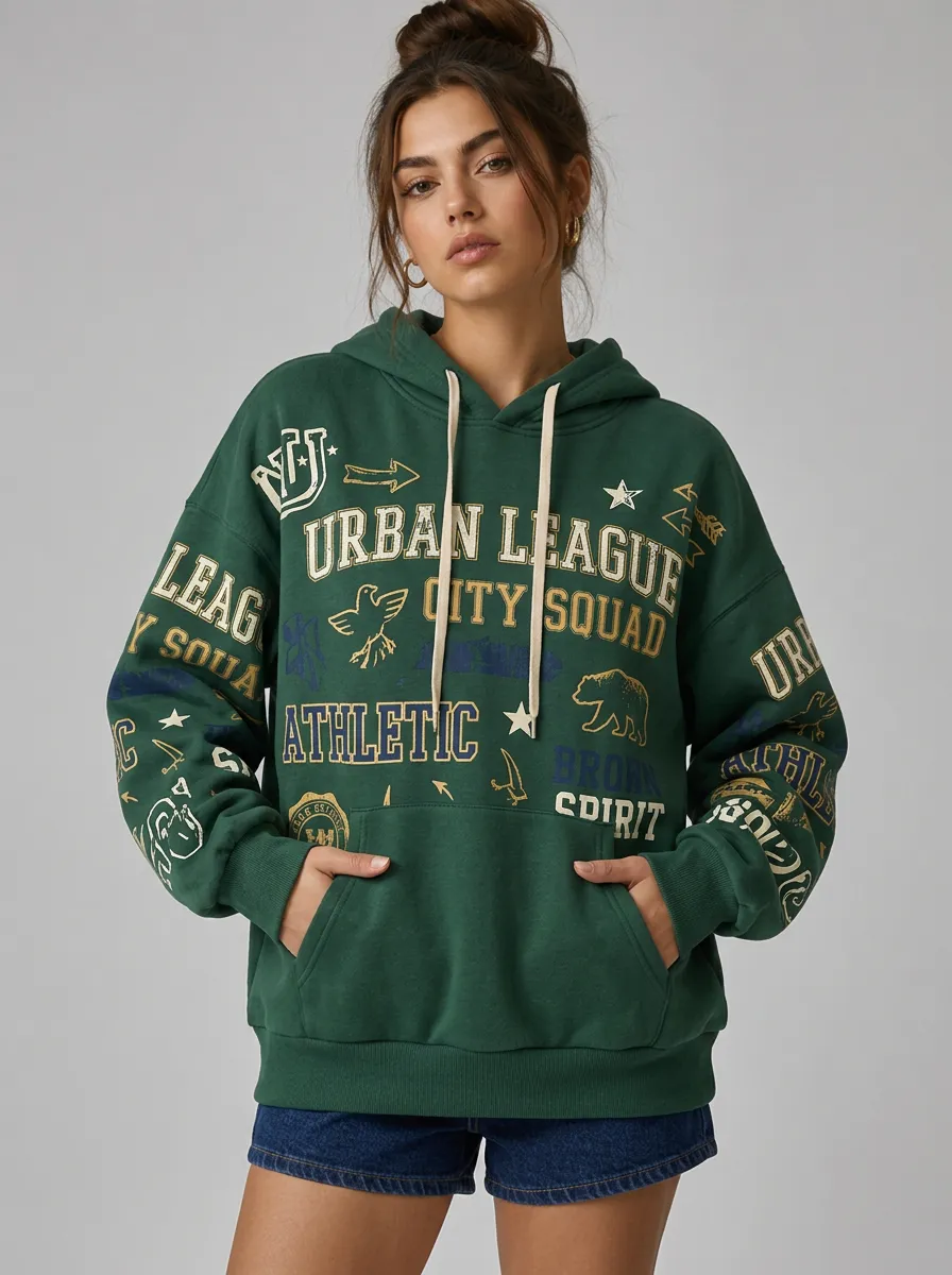 Women's Urban League Athletic Bear Printed Hoodie