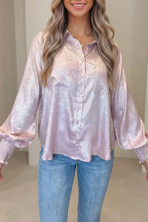 Women's Long Sleeve Button Front Blouse