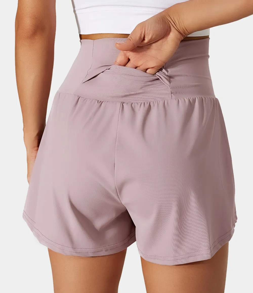 2026🔥  Super High Waisted Back Pocket & Side Hidden Pocket 2-in-1 Yoga Shorts 2.5
